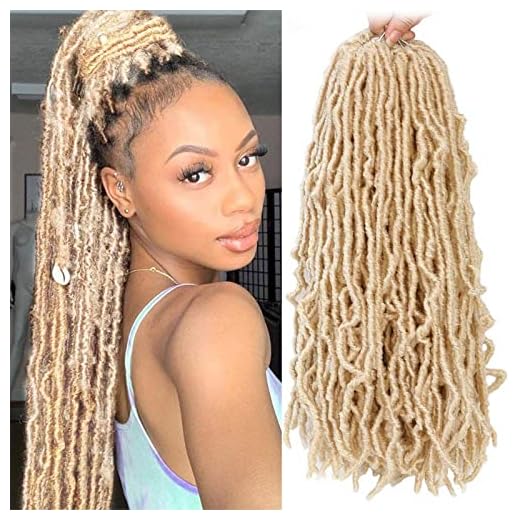 Faux Locs Goddess Locs Crochet Hair for Black Women 613 blonde Soft Locs 18 in 7 Packs Crochet Hair Pre Looped Synthetic Hair Bundles Bilisar Hair (18Inch, 7Packs, Blonde)