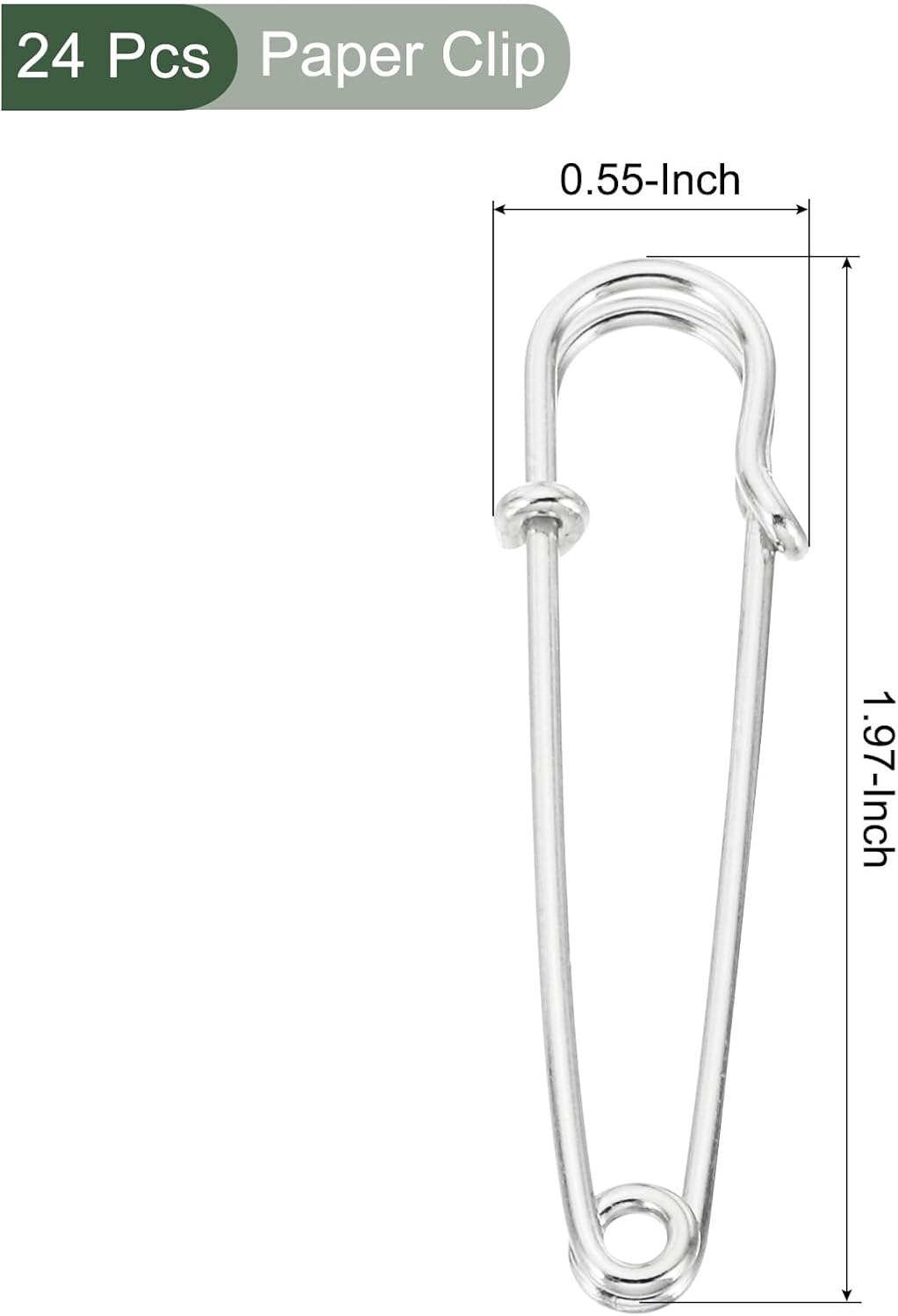 YOKIVE 24 Pcs Safety Pins, Large Metal Sewing Pins | Craft Making, Great for Clothing, Knitting, Sewing (Silver Tone, 2-Inch)