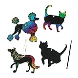 Fun Express - Magic Scratch Cats and Dogs - Craft Supplies - Magic Scratch - Ornaments - 24 Pieces