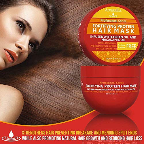 Arvazallia Fortifying Protein Hair Mask And Anti-Frizz Anti-Humidity Spray Treatment Bundle - Professional Frizz Control And Deep Conditioning For Soft, Gorgeous, Frizz-Free Hair #TOP5