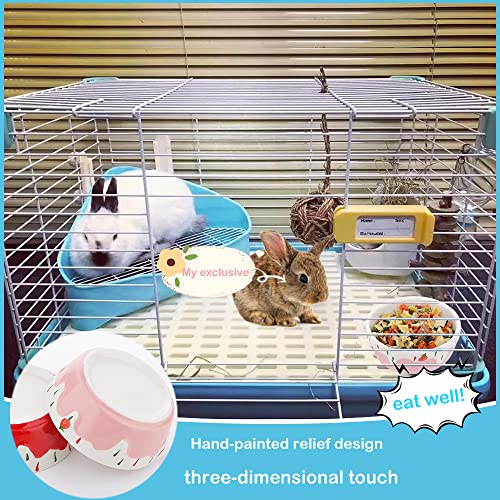 2 Pcs Hamster Ceramic Bowl, Small Animals Anti-Turning Food Water Bowl For Rabbit Hamster Guinea Pig Hedgehog Squirrel (Pink And Red) #TOP3