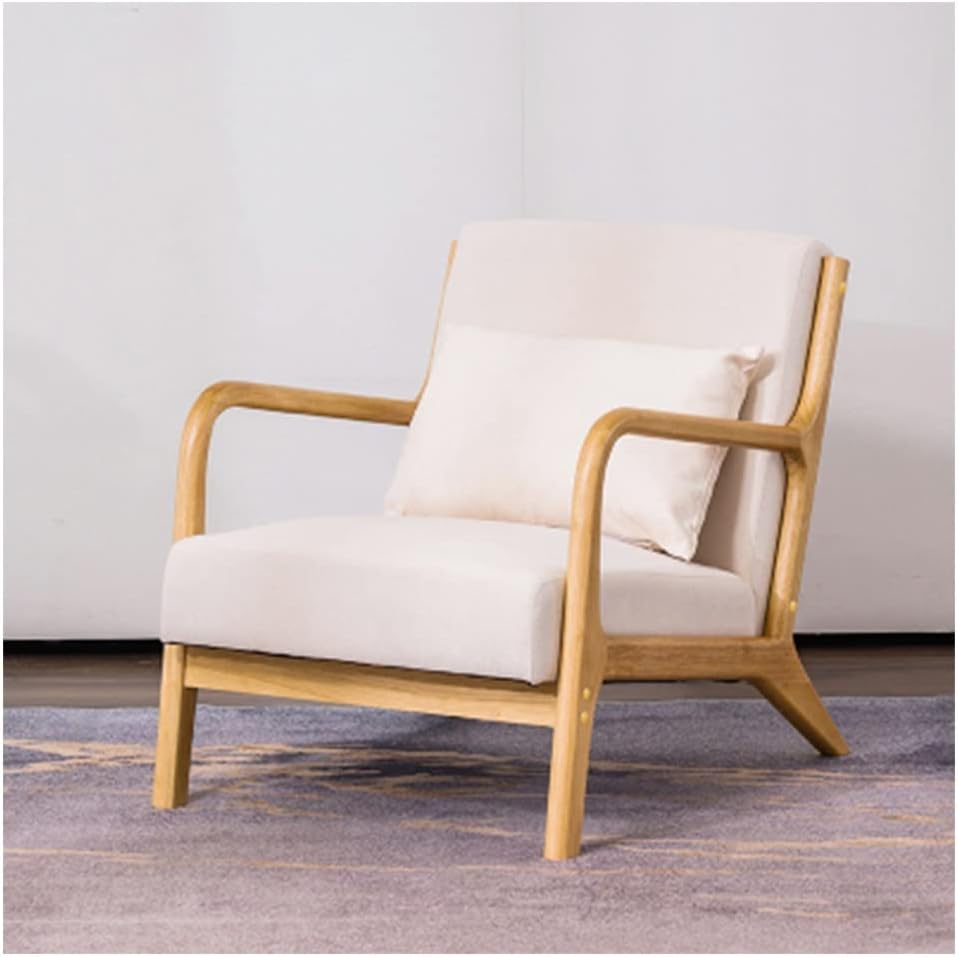 Accent Chair for Living Room, Side Chair with Arms, Mid-Century Modern Leisure Chair Upholstered with Solid Wooden Frame and Armrest Fabric Reading Chair for Bedroom Apartment (Color : Brown)
