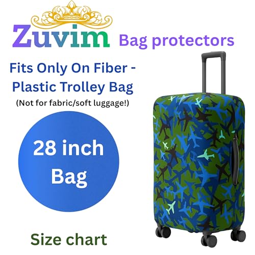 Image of Luggage Cover Trolley Covers for Suitcase Washable Dust Proof Anti-Scratch Protector Polyester Printed Stretchable Fabric Fits Fiber /Plastic Trolley Bags Only Mehandi 28 Inch