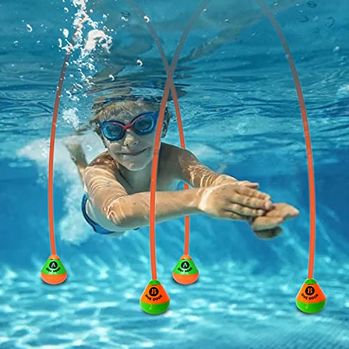Tauchspielzeug für Kinder, 2 Tauchringe für Unterwasser, Wasserspielzeug Outdoor Schwimmbad Spielzeug, Poolparty Geschenk für Kinder Jungen Mädchen(2.5M)