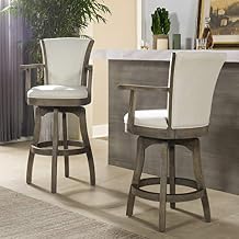 Jennifer Taylor Home Williams Set of Two 27 Swivel Counter Height Bar Stool, Natural White Linen