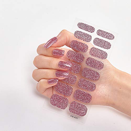 Full Cover Nail Art Stickers,Thin Color Street Solid Nail Strips Sticker Nails Glitter, Solid Sticker Nails Street, Real Nail Polish Strips, Self-Adhesive Solid Nail Art Decal Strips Sticker Nails For Women (8 Sheets 128 Pieces) #TOP3