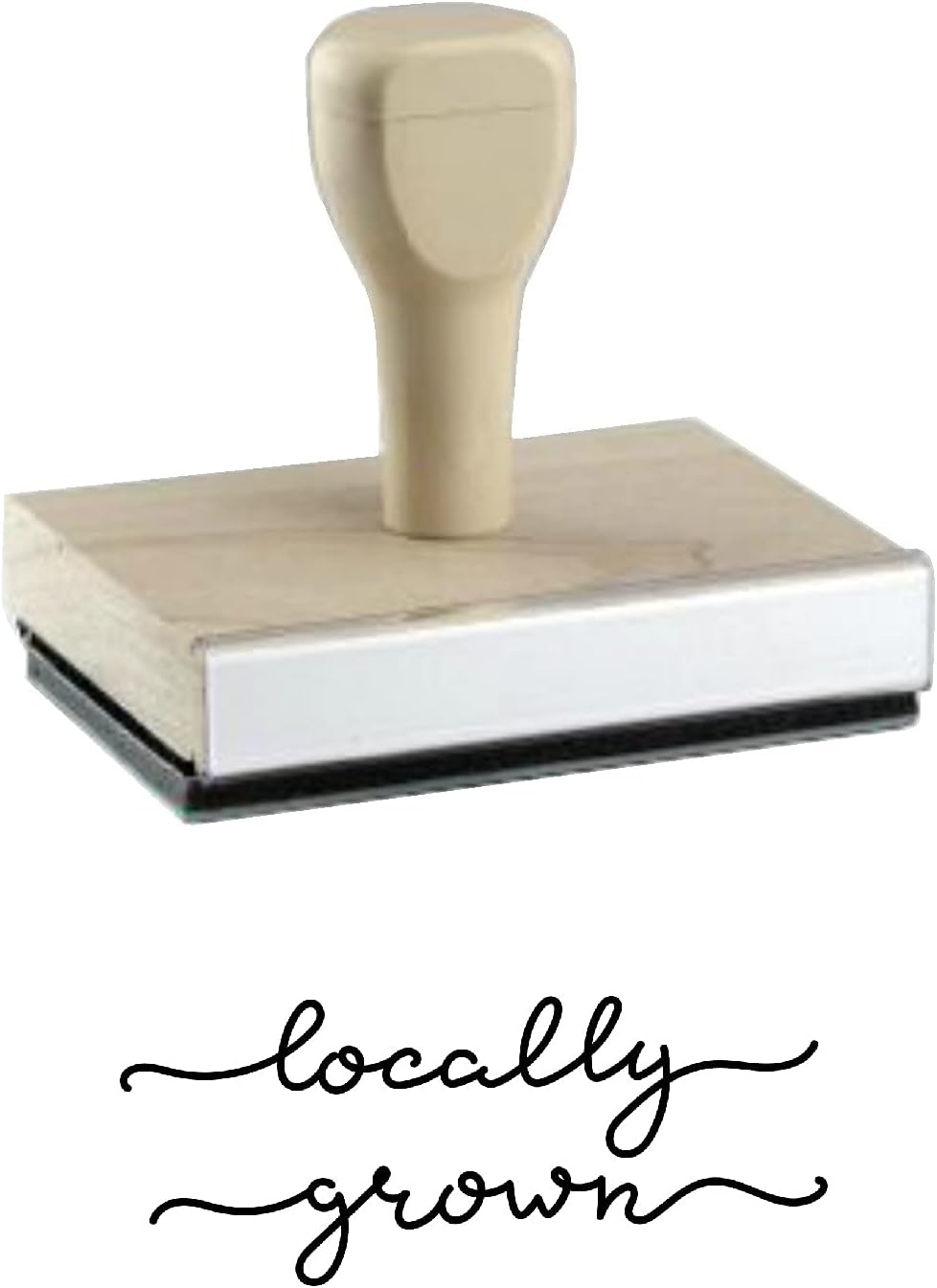 Locally Grown Rubber Stamp, 1 X 2'' Wood Stamp