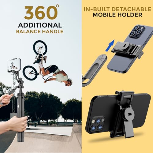 Image of WeCool Quadripod Selfie Stick Extendable Upto 71 Inches, 360 Rotatable Handle, Detachable Bluetooth Remote, Phone Tripod for Vlogging, YouTube, Travel, iPhone, Android