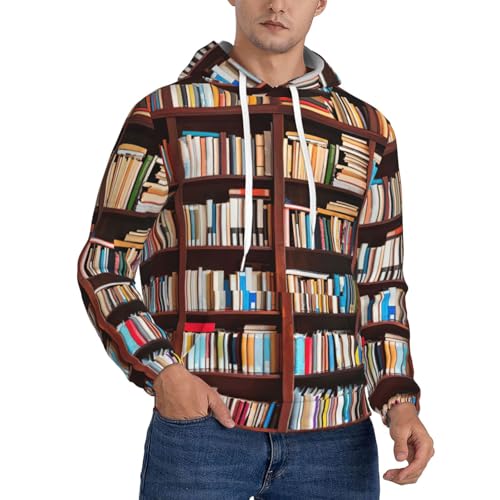 Sweat à capuche homme imprimé livres idéal pour le voyage et le sport