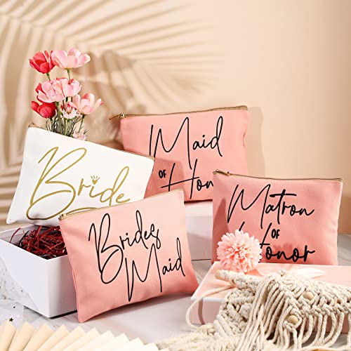 8 Pcs Bridesmaid Makeup Bag Matron of Honor Gifts Bridal Bag for Bridal Wedding Party Gift(Lovely Pattern)4