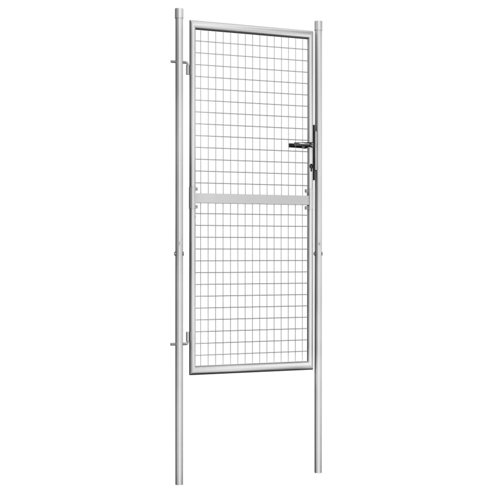 Tidyard Cancello per Giardino in Acciaio Zincato, Cancello Pedonale per Recinzione Singolo/Doppio,Cancello per Recinzione Singolo,Cancello da Giardino in Acciaio,Cancello da Esterno 105x225cm Argento