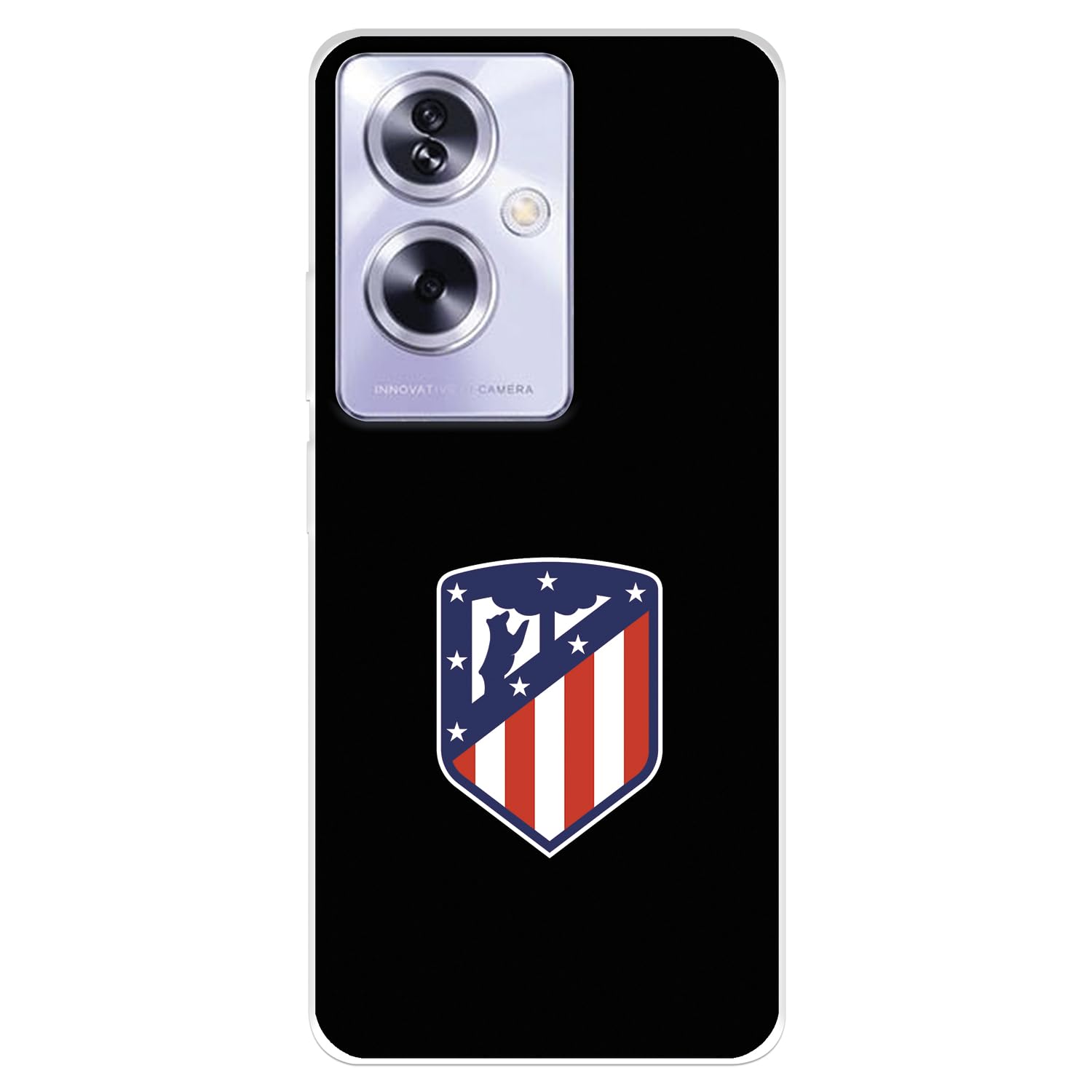 Custodia per OPPO A54 4G dell'Atletico Madrid Scudo Dorado Sfondo Nero per proteggere il tuo cellulare Cover OPPO in Silicone Flessibile con Licenza