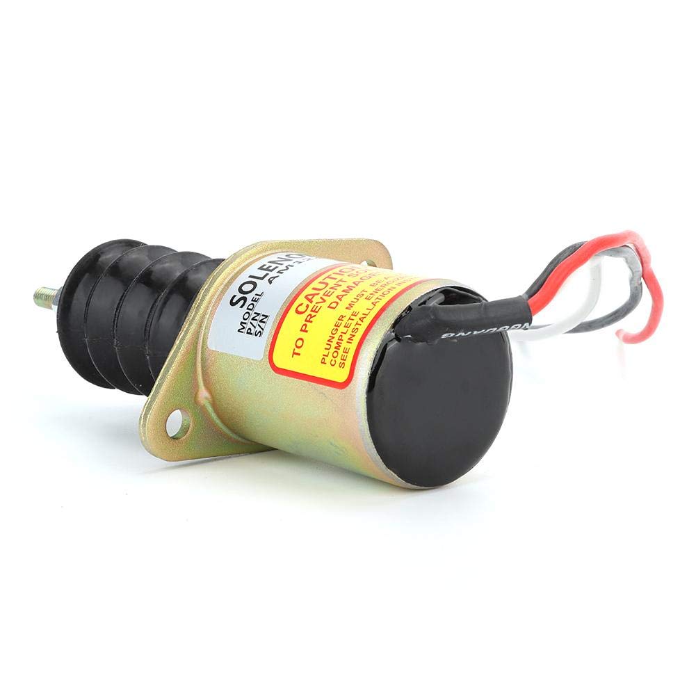 Solenoide di arresto diesel, elettrovalvola di arresto diesel 12 V, alloggiamento in acciaio Motore diesel Kit di sostituzione elettrovalvola di arresto, AM124379 Solenoide di arresto carburante