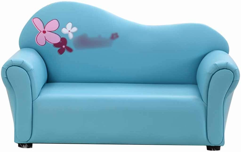 Couch Small Cute Cartoon Print Double Sofa Chair Boy and Girl Princess Bedroom Eco-Friendly Leather Art Armchairs No Assembly Required (Color : Red Size : 503783cm) (Light Blue 50*37*83cm)