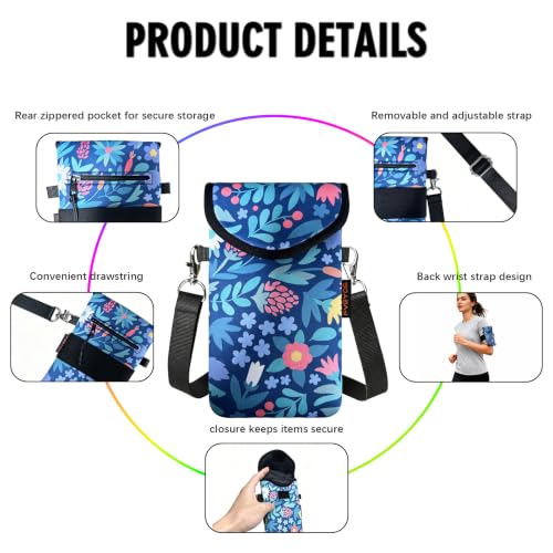 Image of Neoprene Phone Sleeve Pouch Case Bag for Men Women w /Crossbody Strap /Neck Lanyard for iPhone 17 /16 /15 /14 Pro Max, Samsung S25,Pixel 10