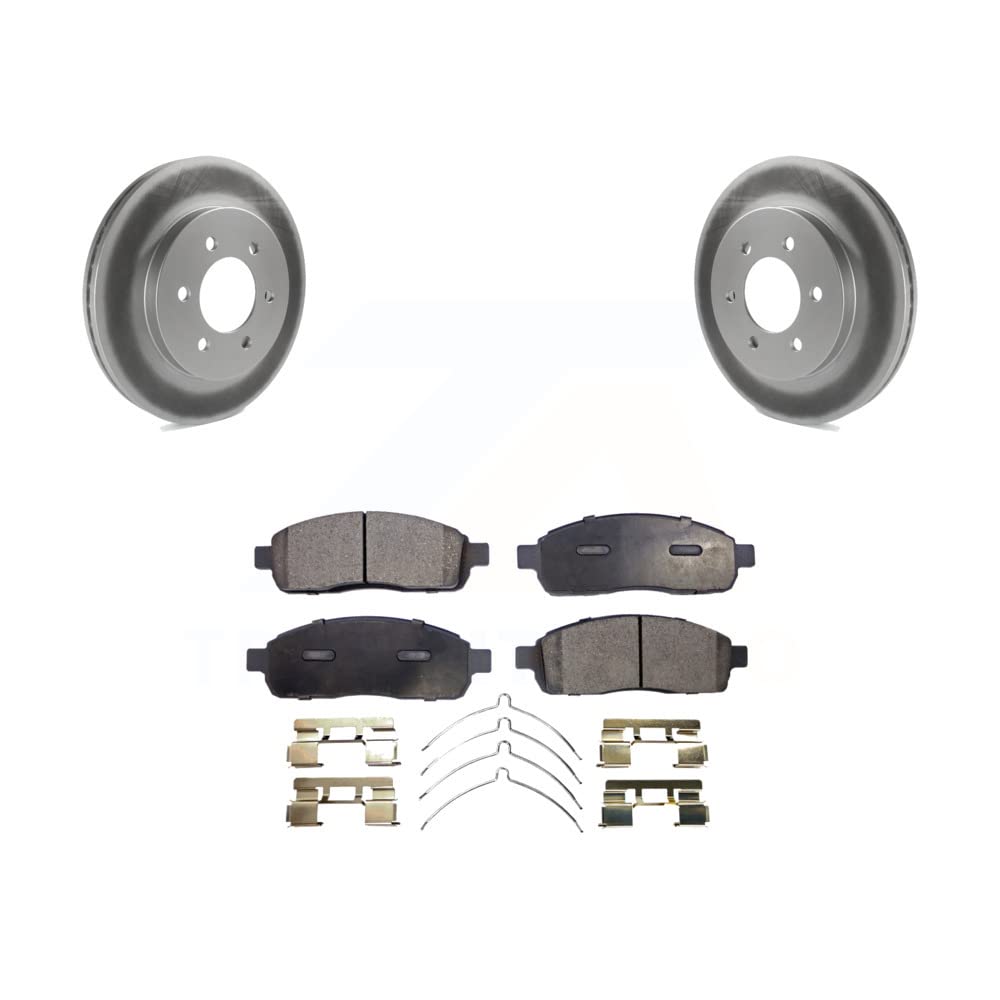 Front Coated Disc Brake Rotors And Ceramic Pads Kit Replacement For Ford F-150 Lincoln Mark LT With 6 Lug Wheels 4WD KGT-100092
