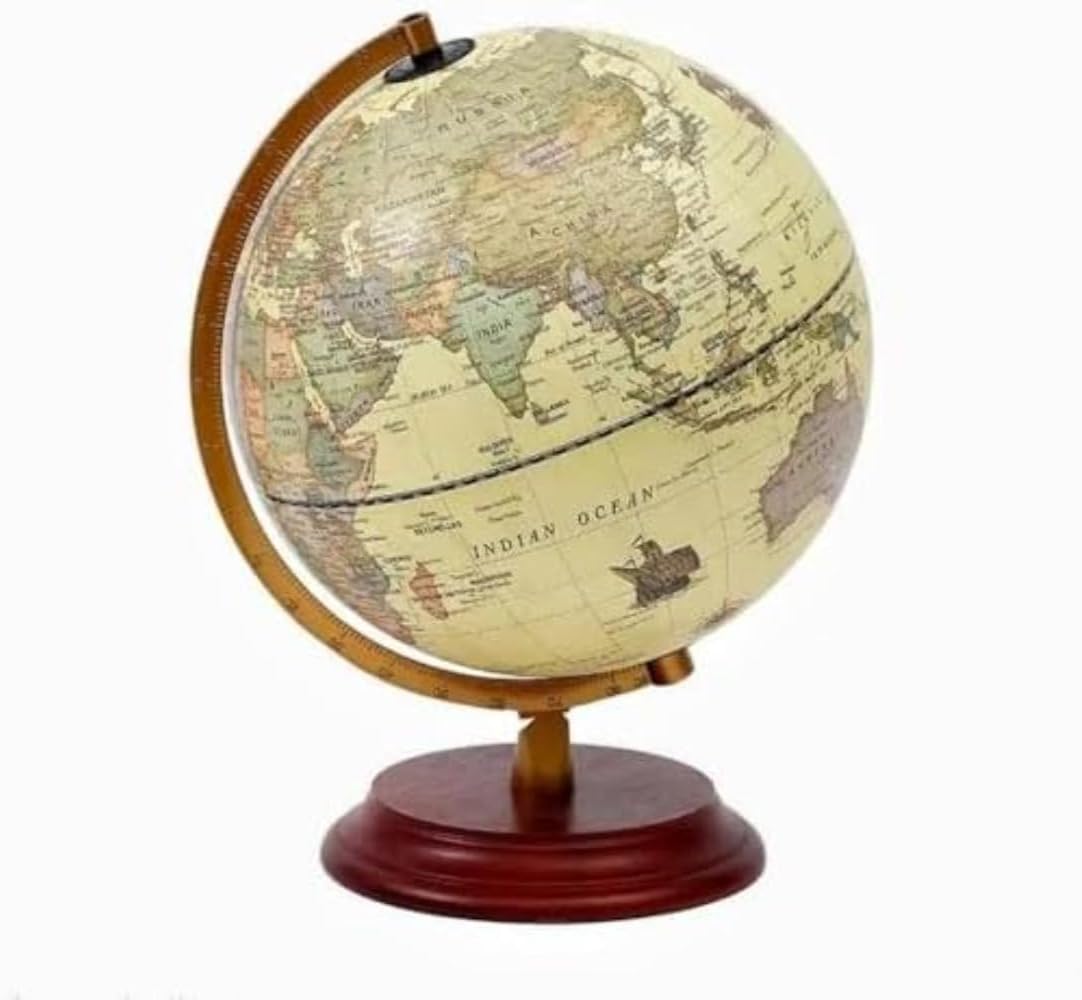 Antique Style English Version Globe Retro Decorative Desktop World Home Office Rotating Geography Education Gloves 32cm (25cm)