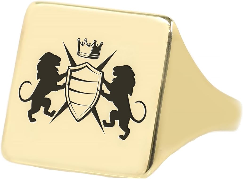 Royalty Engraving Ring - Personalized Royal Ring - Square Shaped Ring - Bold Statement Ring - Unisex Ring