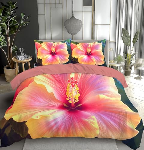 Housse de couette 200x200 hibiscus avec ses deux taies d'oreiller - 2