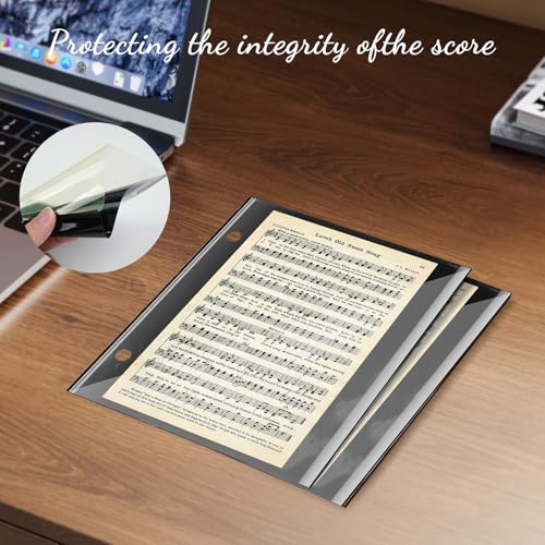 24 Pieces Black Flip Folio Marching Band Music Files Holder Flip Folder Pages Sheet 7.5 x 6.3 Inches PVC Waterproof Window Pages Musical Flip Folder with 2 Holes for Music Files - Thumbnail 3