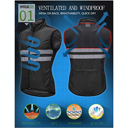 image for MLSice Reflective Cycling Vest Sleeveless Jacket, Windproof Shirt MTB 