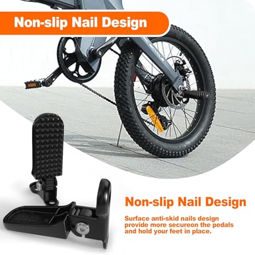 Bike Rear Pedals, Mini Folding Bicycle Foot Pegs, Rear Seat Footrest Pedals for Mountain Bike E-Bike - Thumbnail 4
