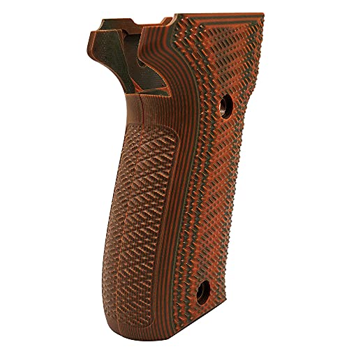 Cool Hand G10 Grips Replacement For Sig Sauer P226, Gun Grips Screws Included, Tactical Slant Texture (Orange/Green) #TOP4