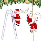 2 Pieces Electric Climbing Santa with Music Electric Santa Claus Climbing Rope Ladder Electric Santa...