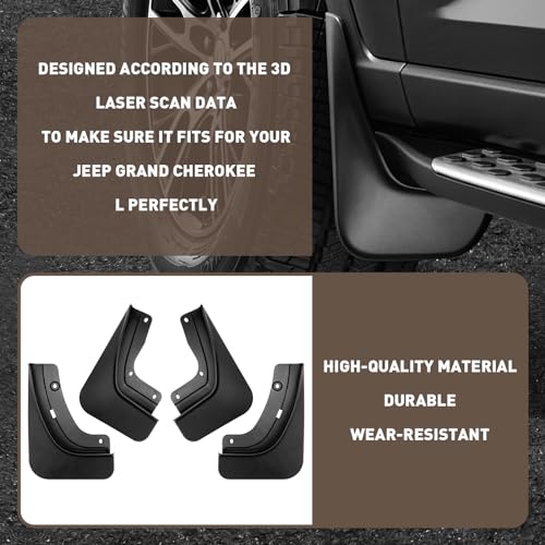Image of Mud Flaps Fit Grand Cherokee 2023 2022 Front and Rear Splash Guards no Drilling Required Mud Flaps Compatible with 5th Generation Jeep Grand Cherokee (Non-L) 2022-2024 Accessories Set of 4