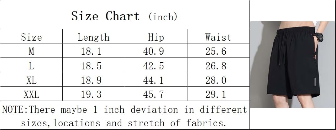 Mens Outdoor Running Shorts,Quick Dry Lightweight Gym Shorts,Mens Athletic Shorts Workout Shorts with Zipper Pockets-Black
