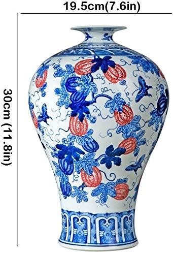 青と白の陶器花瓶 2ハンドル Amazon｜中国風の磁器の花瓶青と白 陶器 ジンジャージャー 蓋