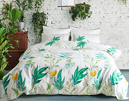 Argstar 2 Pcs Twin Duvet Covers Set, Leaves Bed Sets, White Comforter Cover