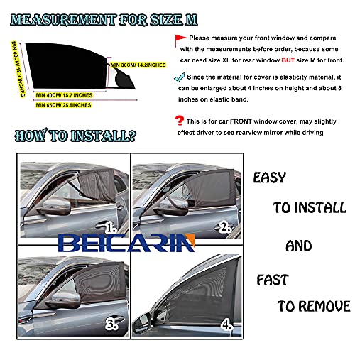 Car Front Window Sun Shade - 2 Pack Breathable Mesh Car Side Window Shade Sunshade Uv Protection For Driver Family Pet On Front Seat, Car Curtain With Two Holes To See Rearview Mirror #TOP3