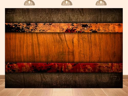 PEKRU 10x5ft Fabric Rustic Wooden Texture Decoration Backdrop for Barn