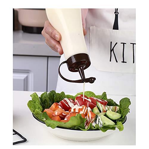 FRYH Botellas de salsa de plástico exprimibles con tapa para aderezos de cocina, modelo B 3