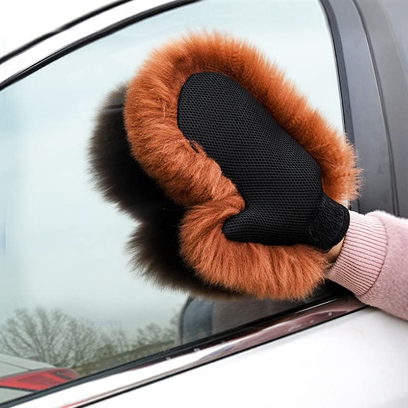 Manopla de lavado de coches, guantes de lana para lavado de automóviles, guantes de lavado de autos para proteger la superficie de pintura, guantes de felpa para quitar el polvo, herramientas