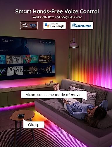 Govee RGBIC LED Strip Lights, 16.4ft WiFi LED Lights Work with Alexa and Google Assistant, Smart LED Strips App Control, DIY, Music Sync, Color Changing Lights for Bedroom, Home Decor