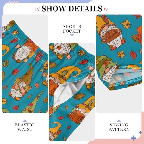 Autumn Gnome Leaves Boys Long Pants Soft Trousers Elastic Waist Kids Lounge Bottoms with Pockets S-XL4