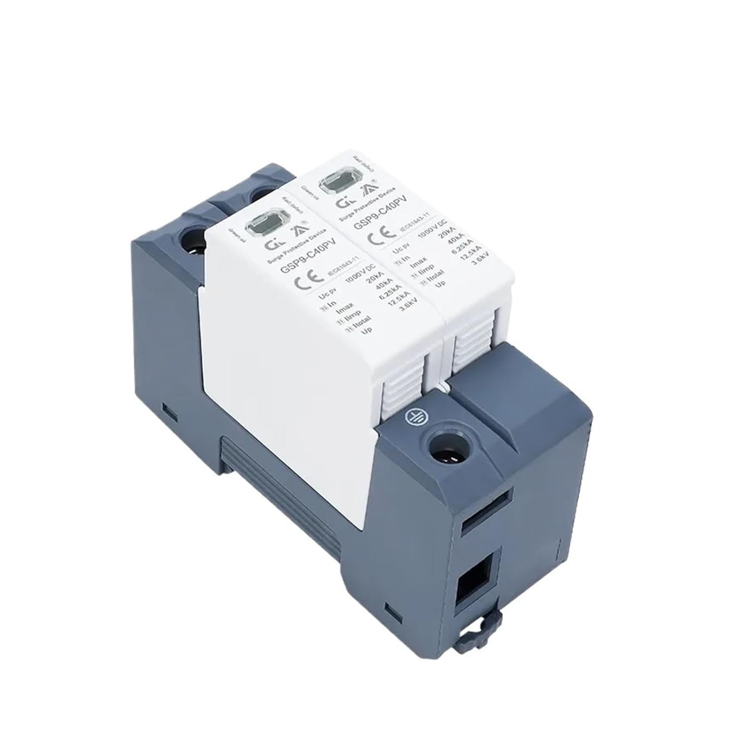 Arrester Device GSP9 Photovoltaic DC SPD 2P 600V 1000V 20KA~40KA Surge Protector Protective Device Lightning Protection Din Rail T1+T2 (Size : 2P 600VDC)