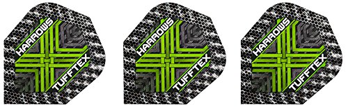 Tufftex 3 Sets Of Harrows Standard Dart Flights Plus 3 Sets Of Black Nylon Dart Flight Protectors (Lime) #TOP2