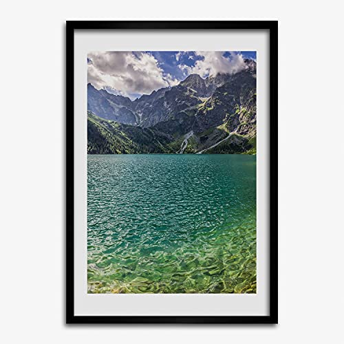 Cadre MDF 50x70 cm Tulup - Tableau Lac dans les montagnes en bois moderne
