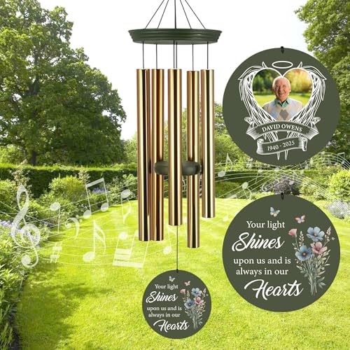 Image of ASTARIN Personalized Wind Chimes in Memory of a Loved One, Bereavement Gifts for Loss of Father, Memorial Gifts Sympathy Deep Tone Wind Chimes for Outdoor, 30 /36 inch Garden Decor(Produced in Texas)
