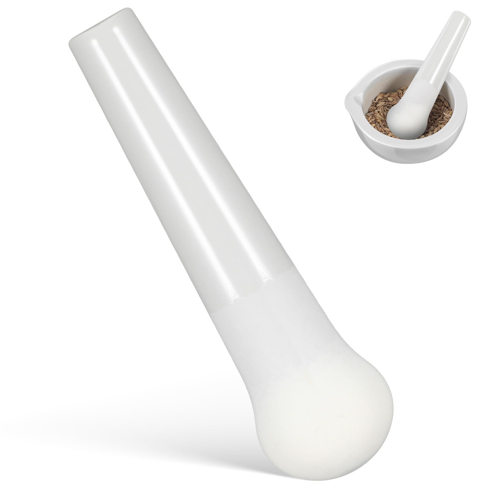 PRETYZOOM Ceramic Food Grinding Rod 4.72 Inch Multifunctional Pestle Garlic Masher Muddler for Medicine Baby Food and Kitchen Use