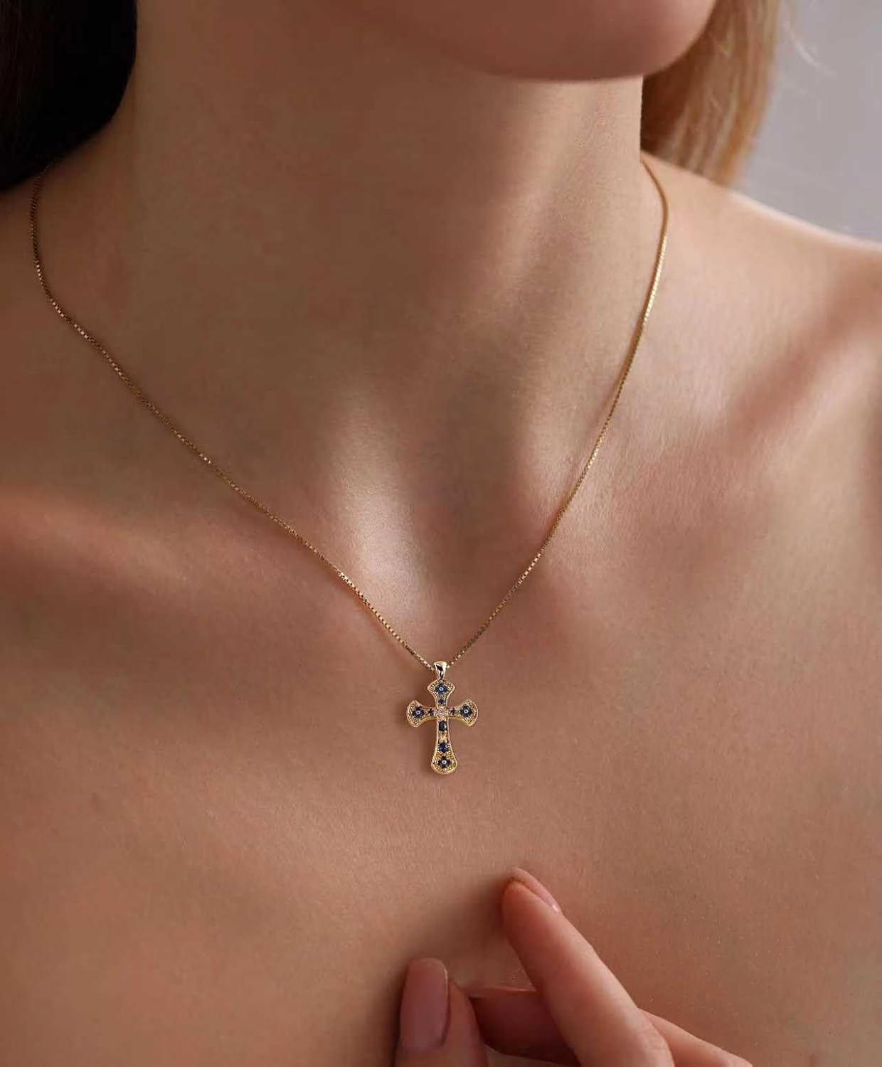 Gold Plated Cross Necklace for Women - 14K Gold Plated Clover Cross Necklace, Christian Gifts for Women Confirmation Baptism Birthday Christmas Gift - Image 2