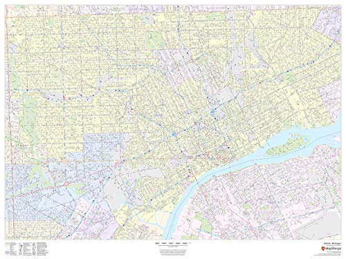Detroit, Michigan - Landscape - 48" X 36" Paper Wall Map #TOP4