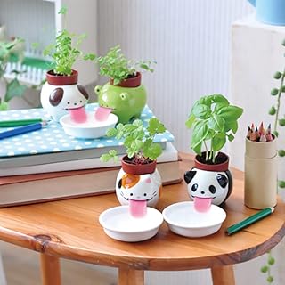 Mini Flower Pots, Cute Animal Shaped Cartoon Succulent Vase Flower Pots, Self Watering Planter Drinking Animal Tongue Cute Style Ceramic for Balcony Office Garden Decoration Planter Pots (3 Pcs)