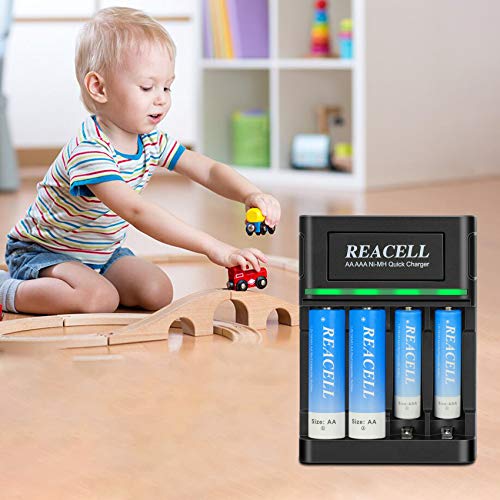 Reacell 1 Hour Aa Aaa Battery Charger For Nimh Rechargeable Batteries, Type-C Input For Double A Batteries And Triple A Batteries (4 Slots Fast Charger) #TOP6