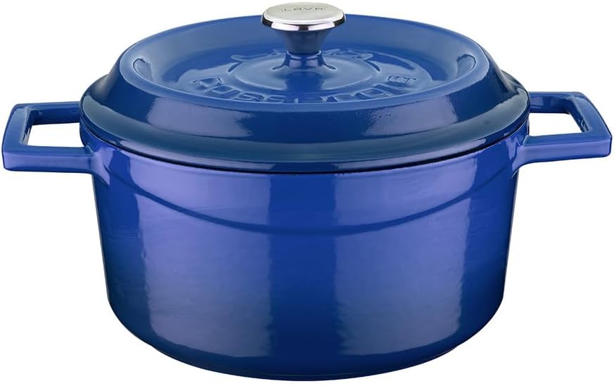 Lava Signature Enameled Cast-Iron Round Dutch Oven - 2-3/4 Quart, Cobalt Blue