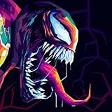 Modern Merch Marvel Diamond Art Kits for Adults, Venom 5D Diamond Painting for Adults, DIY Marvel Wall Art, Venom Wall Decor Cross Stitch Gem Art, Full Round Drill 12x12in