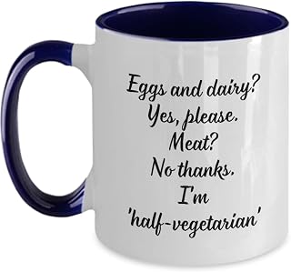 "Funny Quirky Lacto Ovo Vegetarian Coffee Mug, Ideal Unique Gag Gift For Lacto Ovo Vegetarians Birthday Christmas Anniversary, Present For Vegan Woman"